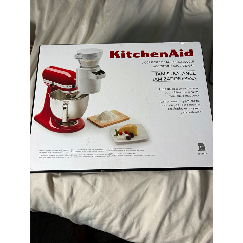 KitchenAid KSMSFTA Sifter + Scale Stand Mixer Attachment, White, Digital Scale